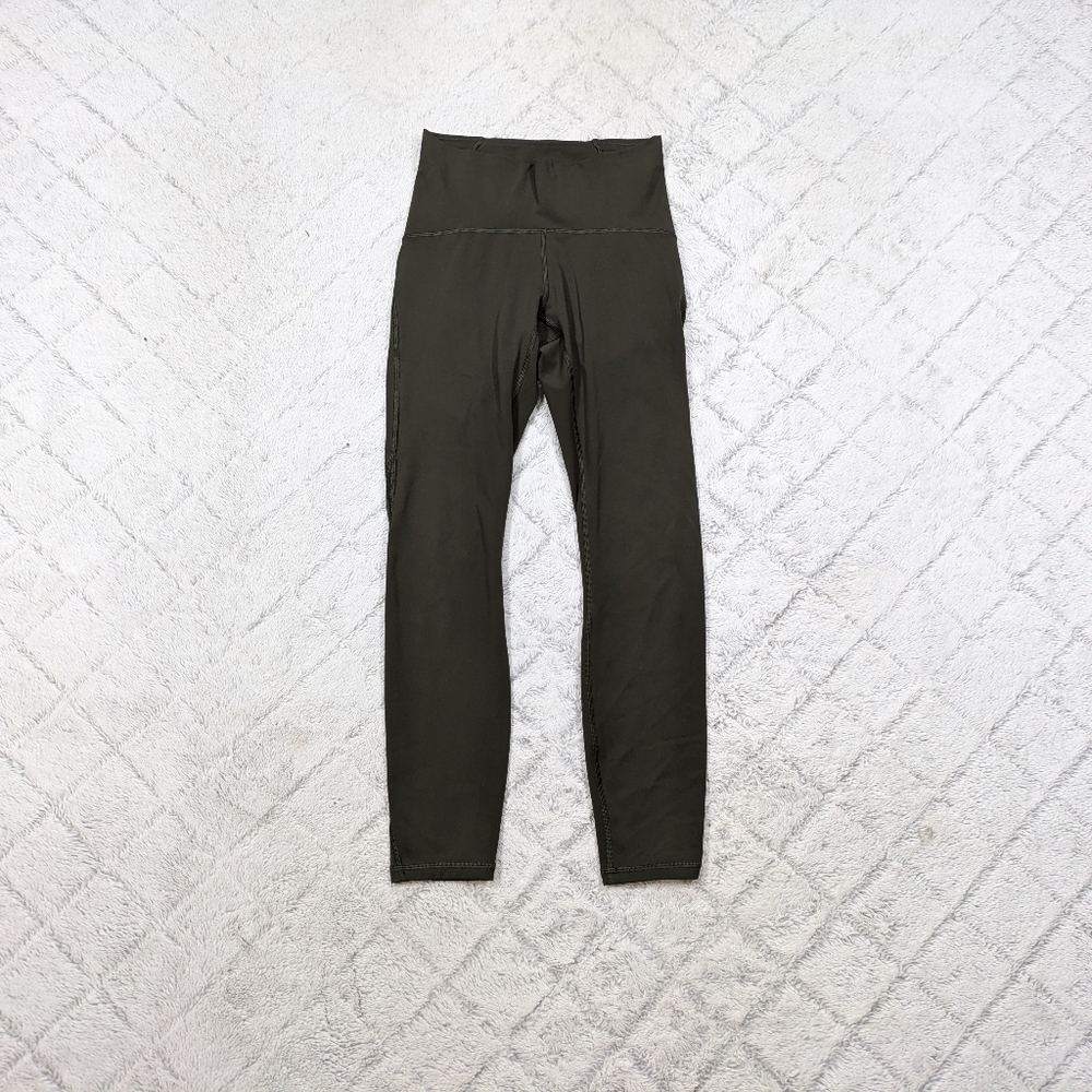 Lululemon Leggings Women's 4 Green Dark Olive Train Times ⅞ Pants Luxtreme 25”